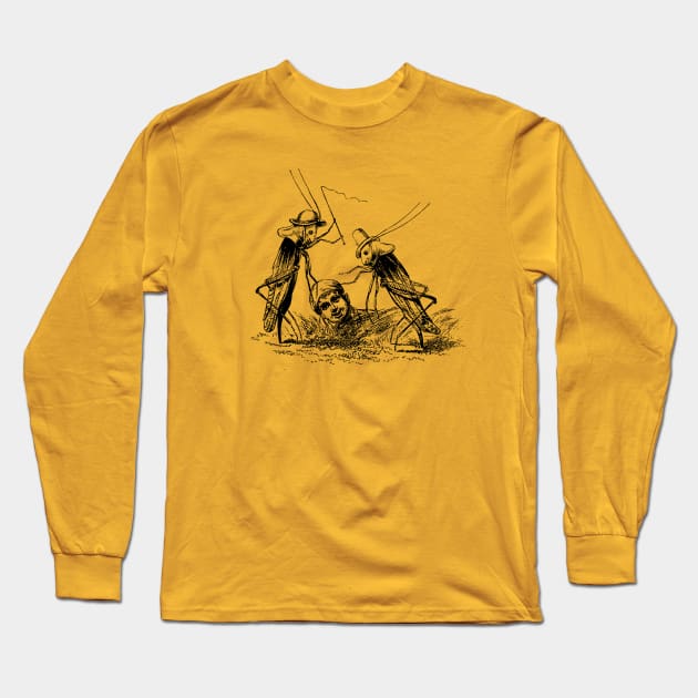 Spying on Grasshoppers - dark version Long Sleeve T-Shirt by metaphysical